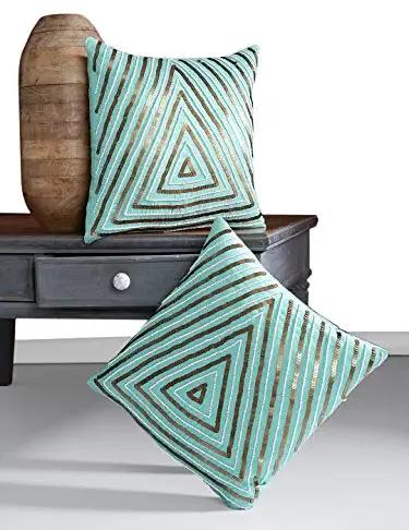 Sea Green Set of 2 Solid Square Cushion Covers