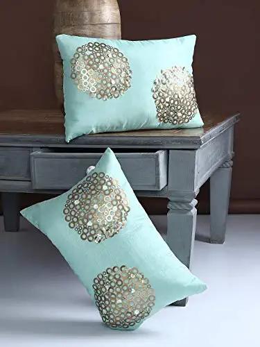Sea green set of 2 rectangle cushion cover
