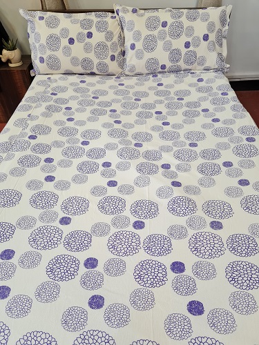 Purple Marigold Double Size Cotton Bedsheet