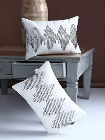 Set of 2 Embellished Rectangle Cushion Covers