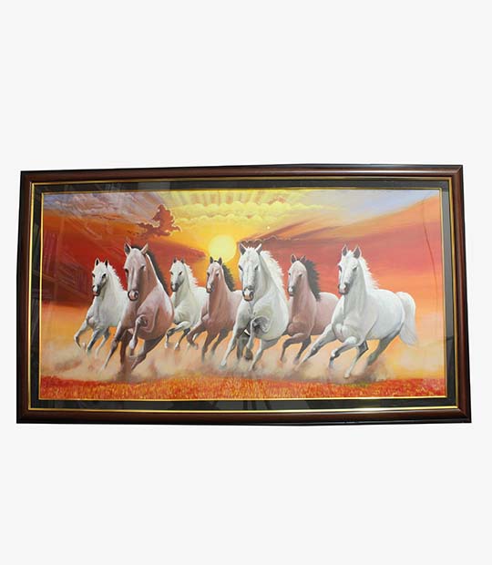 Running Horses Landscape Wall Art Painting With Frame (4x2)ft