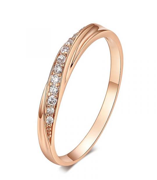 Classic 18K Rose Gold Plated Rhinestones Studded Ring MR057R
