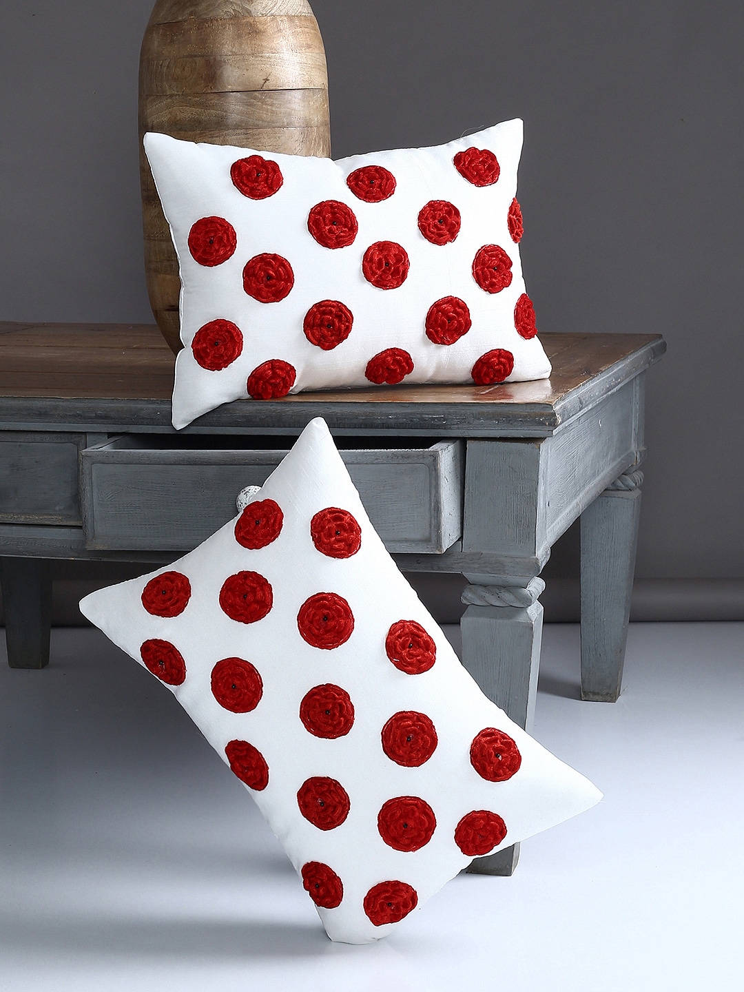 Set of 2 Textured Rectangle Cushion Covers