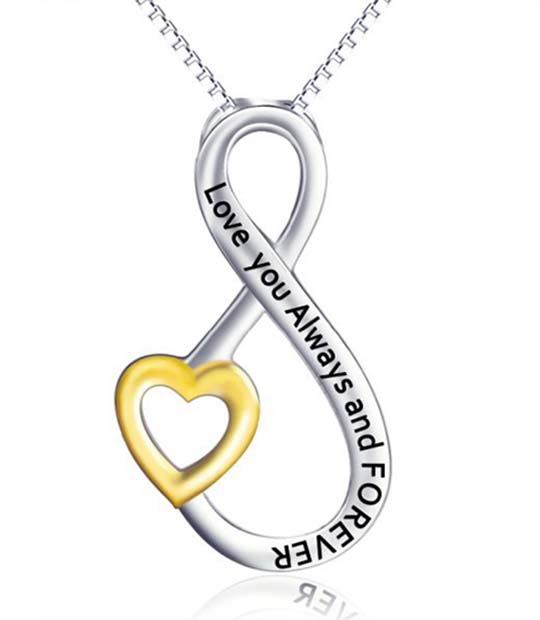 Love You Always and Forever Infinity Heart Pendant MR022P